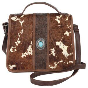 Tony Lama Chocolate & Cream Hair Hide Western Tote Concealed Carry Handbag Purse